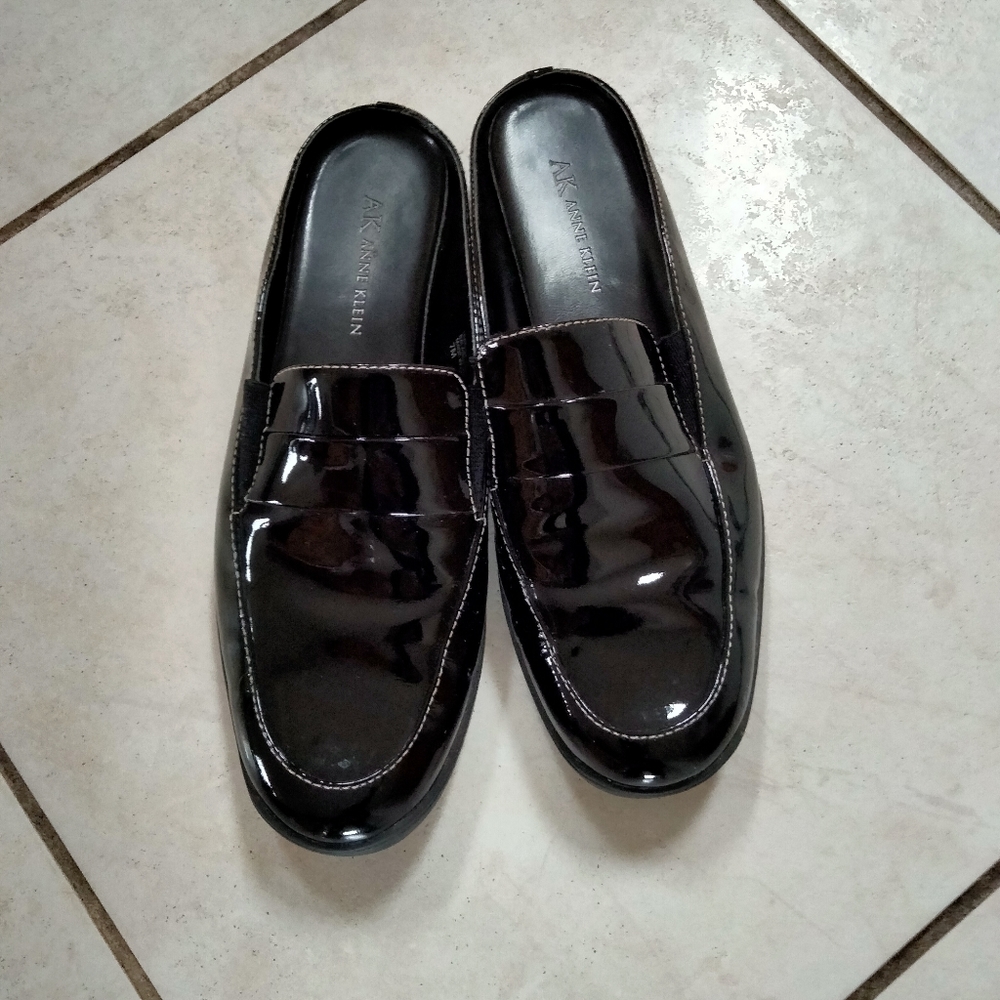 Anne Klein Patent Leather Mule Loafers
